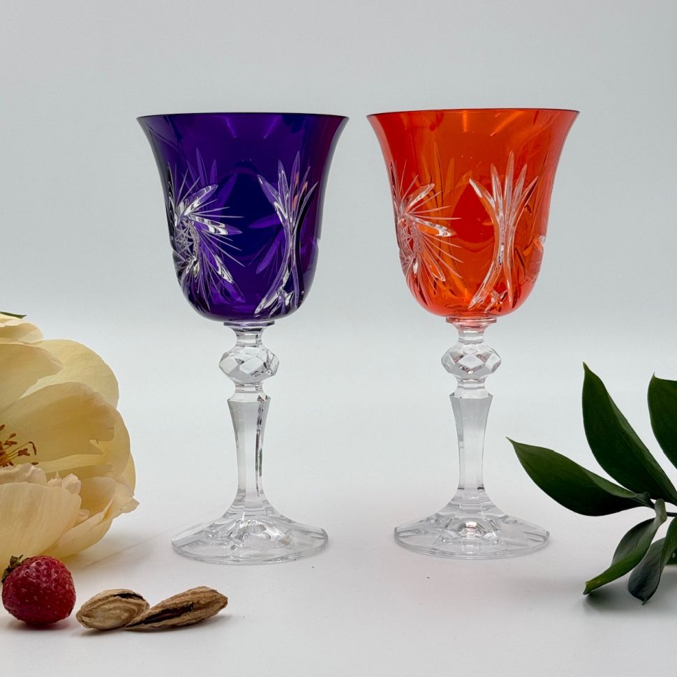 Бокалы тюльпан набор 2 шт 200 мл цветной хрусталь Германия
