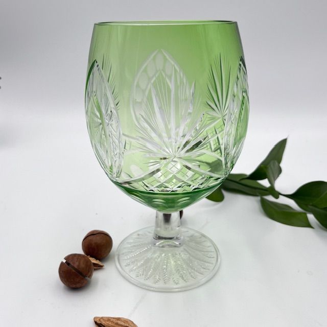 Ваза бокал салатовая 1 л накладной хрусталь Германия