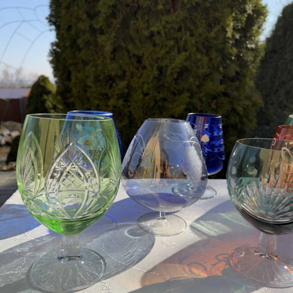 Ваза бокал салатовая 1 л накладной хрусталь Германия