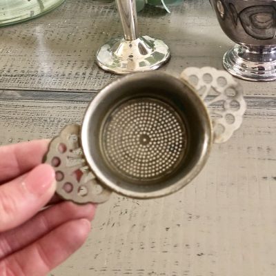 Ситечко для чая с ручками, мельхиор