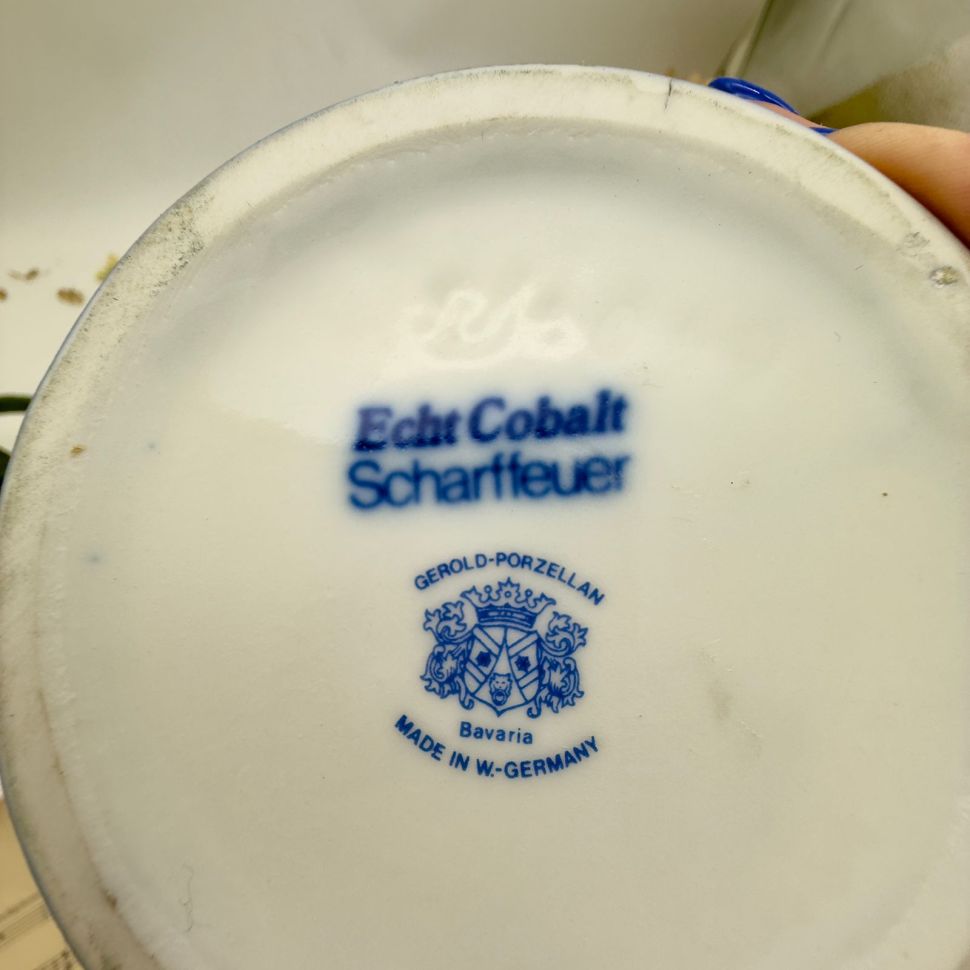 Ваза Gerold Porzellan Мейсенский букет кобальт 30 см Германия