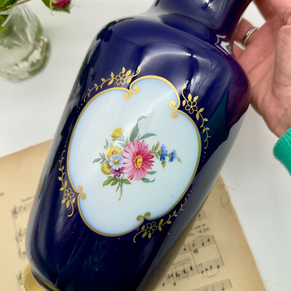 Ваза Gerold Porzellan Мейсенский букет кобальт 30 см Германия