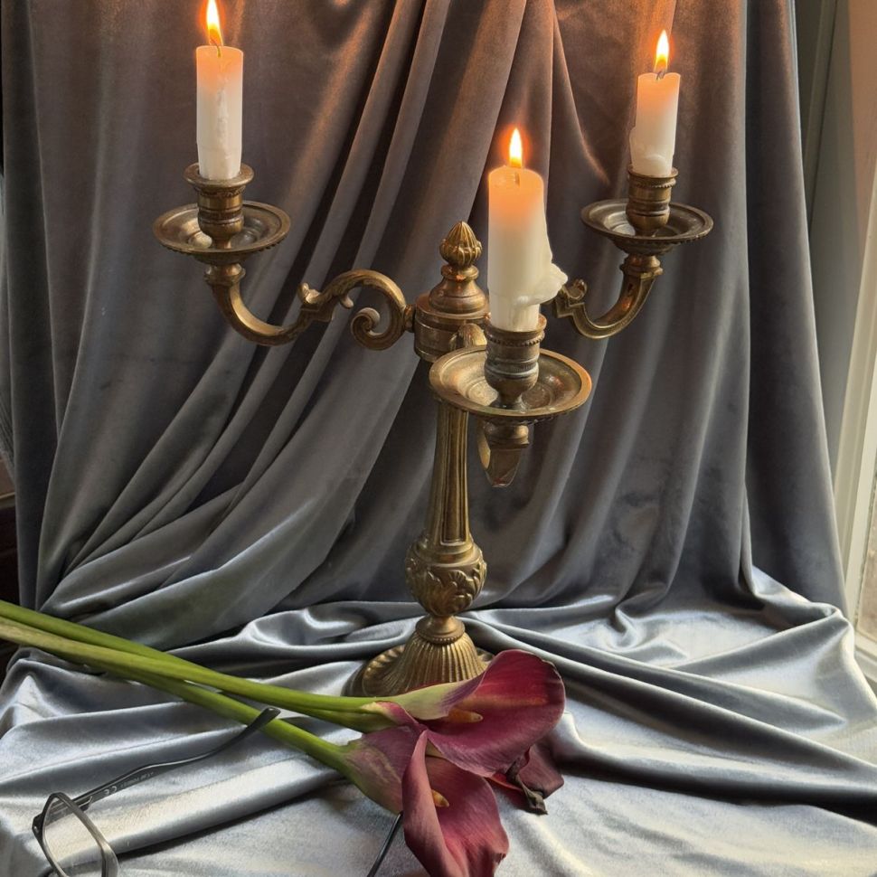 Подсвечник на три свечи 30 см латунь