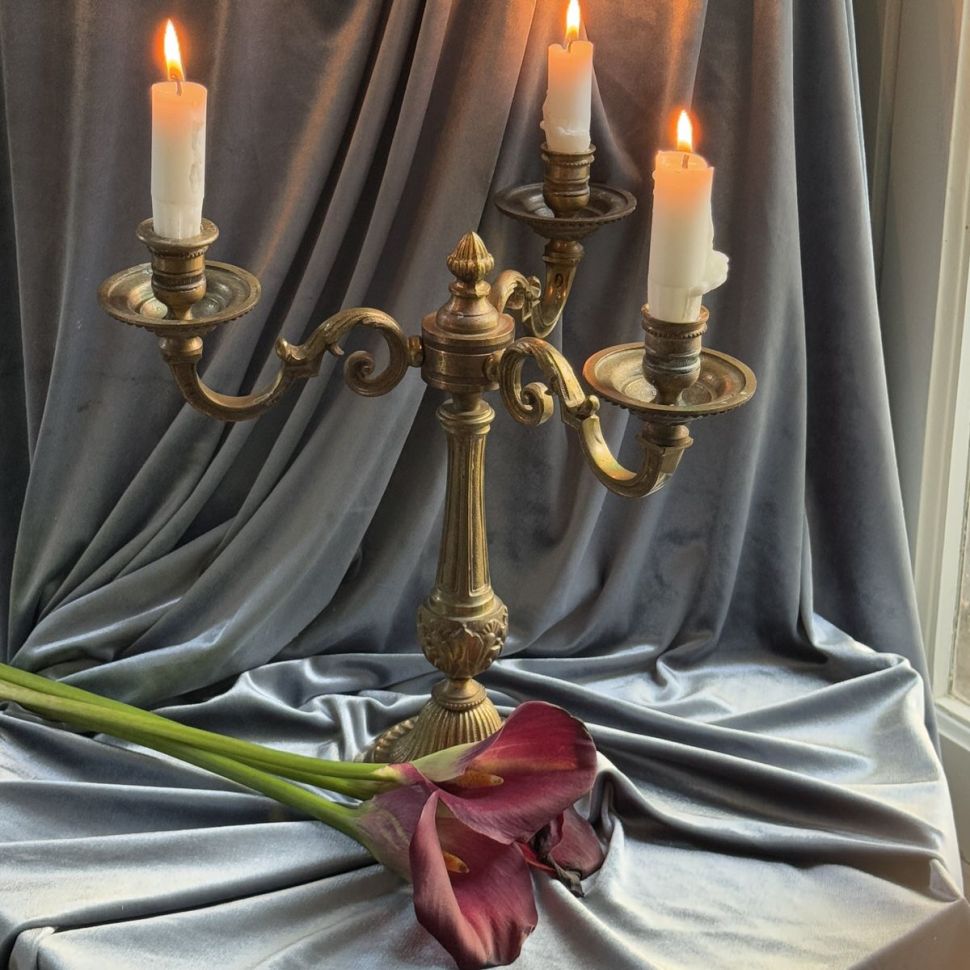 Подсвечник на три свечи 30 см латунь