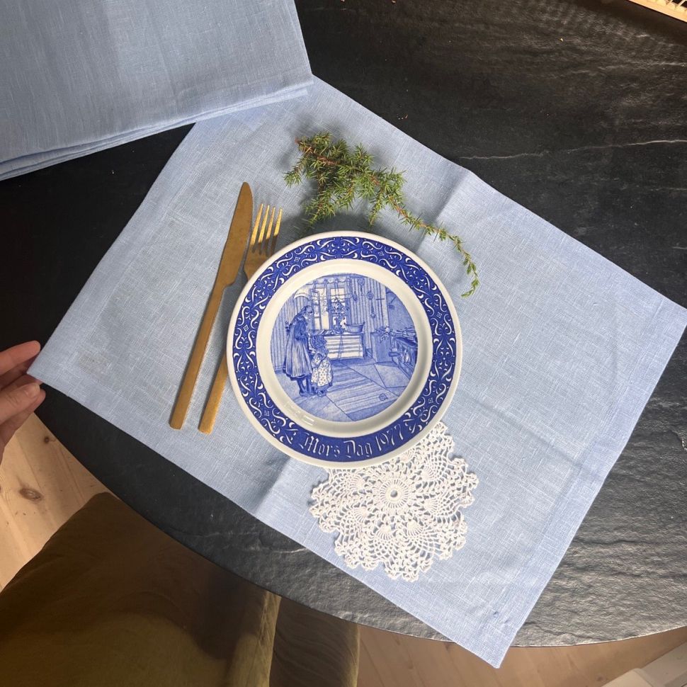 Салфетка голубая 37х50 см лен