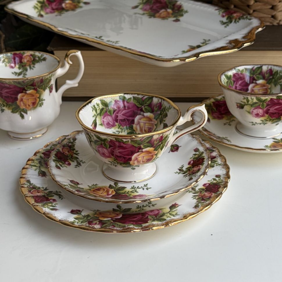 Кофейное трио Royal Albert Old Country Roses 100 мл Англия 
