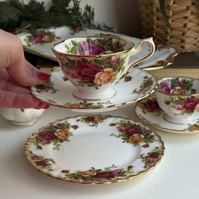 Кофейное трио Royal Albert Old Country Roses 100 мл Англия 