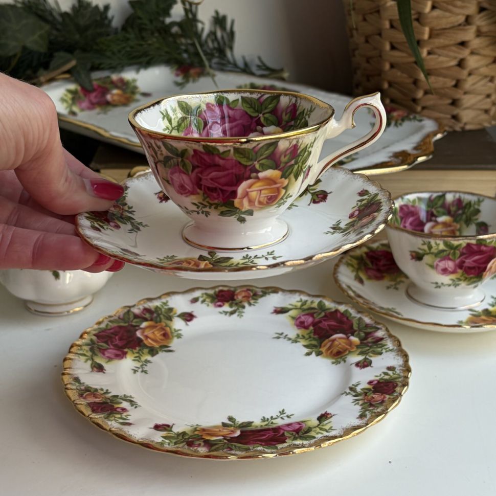 Кофейное трио Royal Albert Old Country Roses 100 мл Англия 