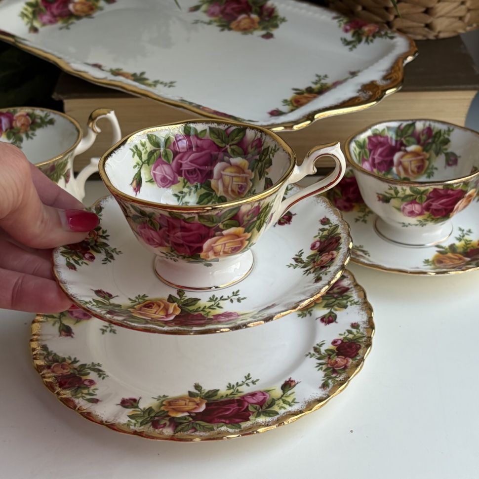 Кофейное трио Royal Albert Old Country Roses 100 мл Англия 