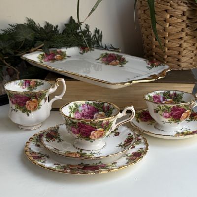 Кофейное трио Royal Albert Old Country Roses 100 мл Англия 