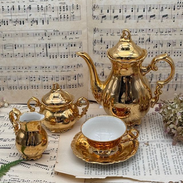 Сервиз кофейный Waldershof 22 karat gold на 6 персон Бавария Германия