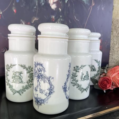 Банка для сыпучих 22 см milk glass Италия зеленая