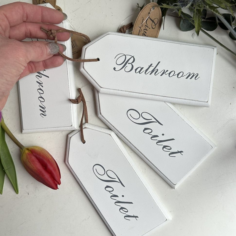 Табличка Bathroom 7х15 см дерево