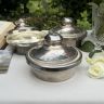 Шкатулка лоток персональный салатник с крышкой 12 см сталь серебрение