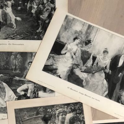 Принт с гравюры W.Mandlick: Junge Manner von Heute