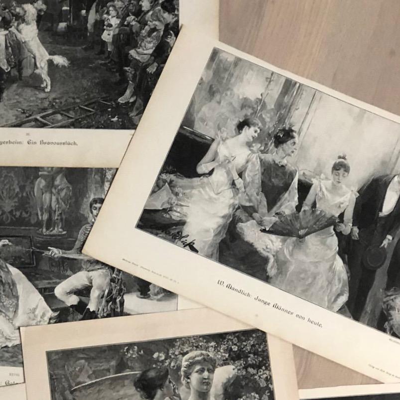 Принт с гравюры W.Mandlick: Junge Manner von Heute