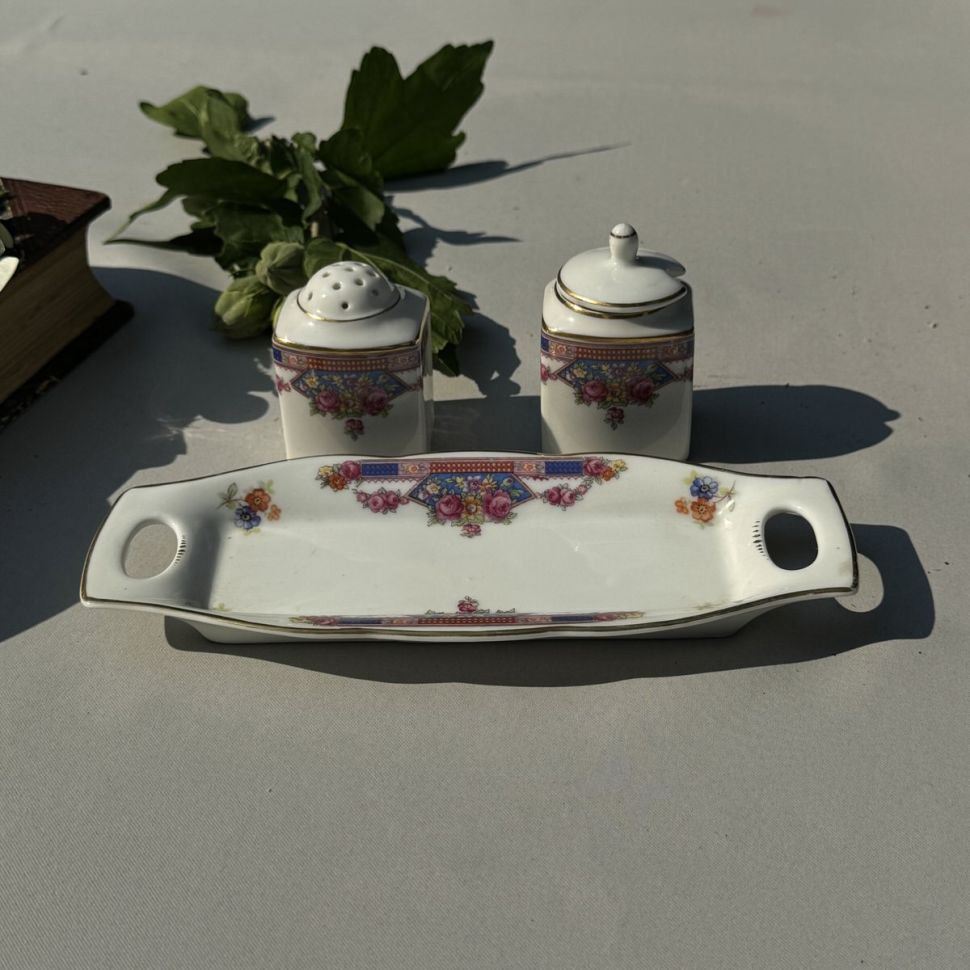 Набор для сервировки на подставке фарфор Чехия 3 предмета