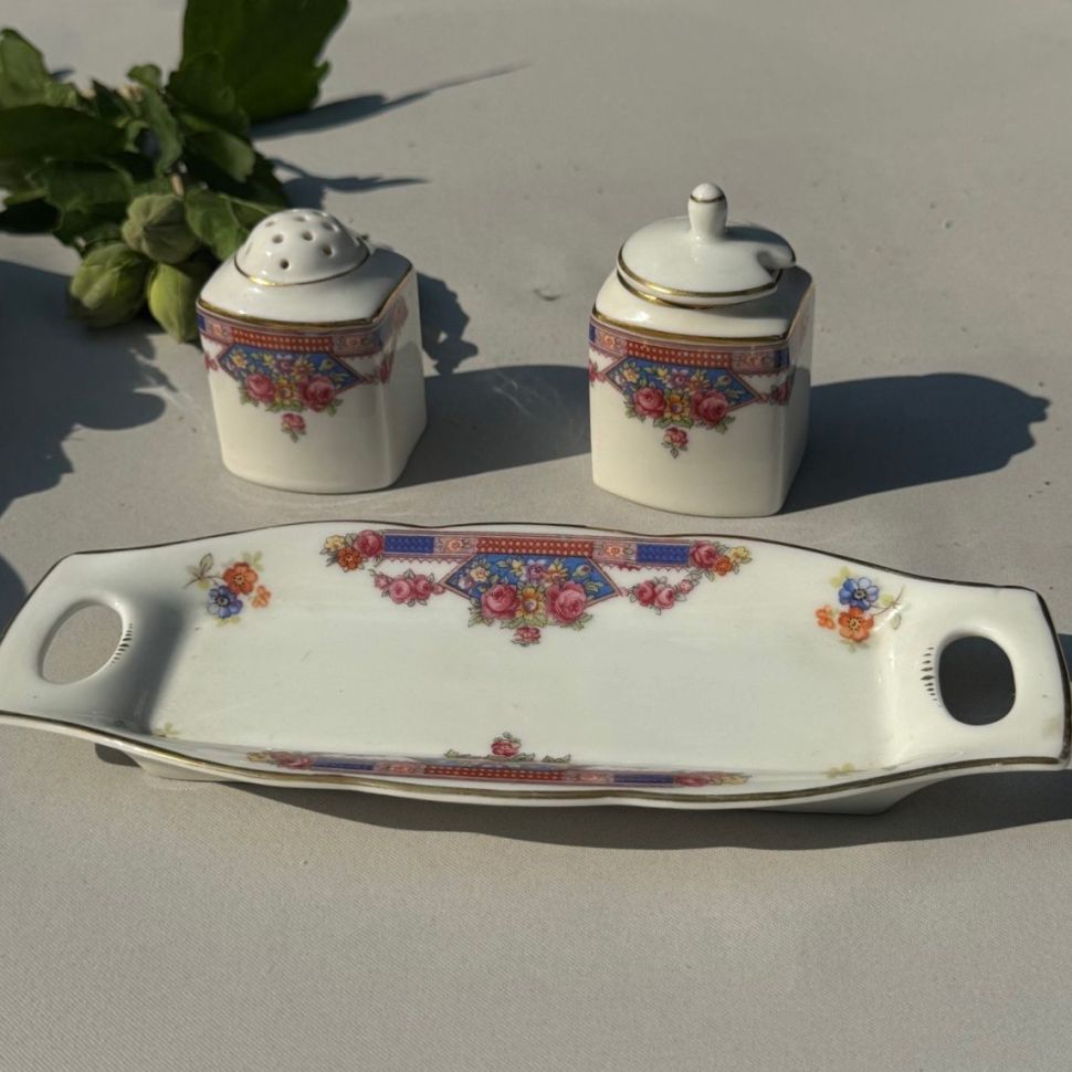 Набор для сервировки на подставке фарфор Чехия 3 предмета