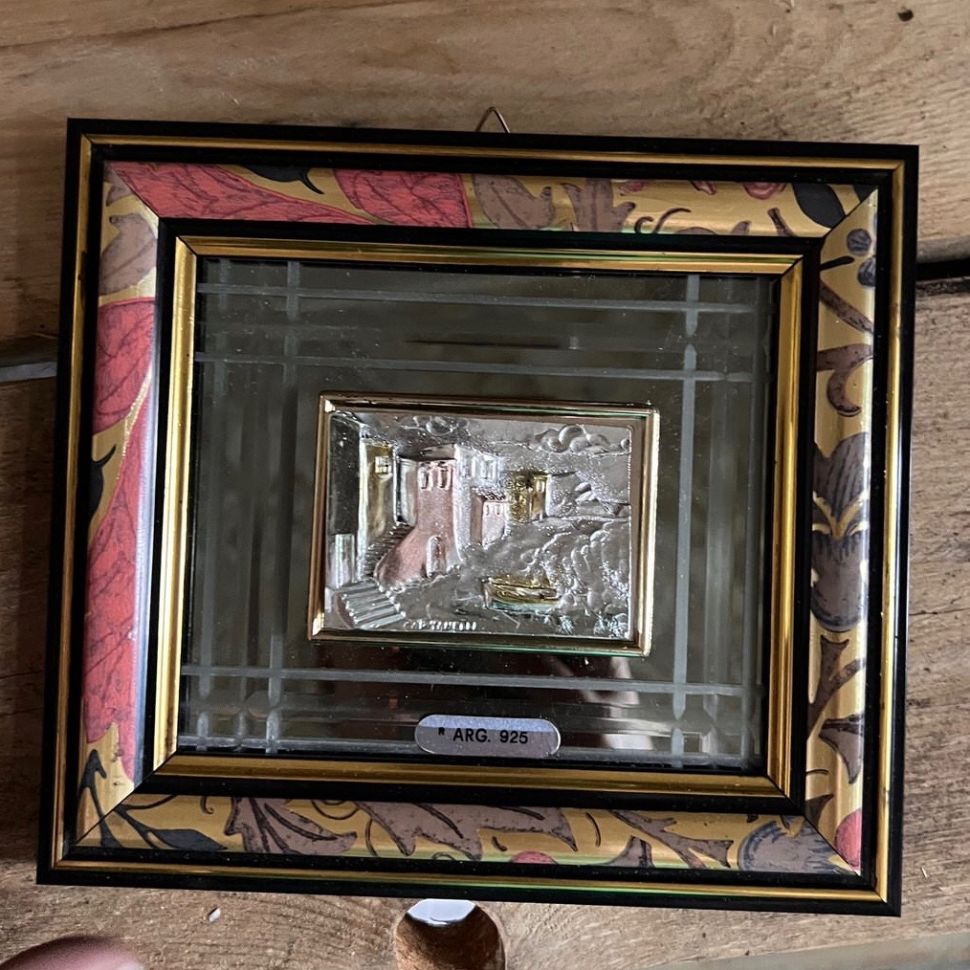 Картина барельеф Рыбацкая деревня 17х19 см в зеркальном паспарту