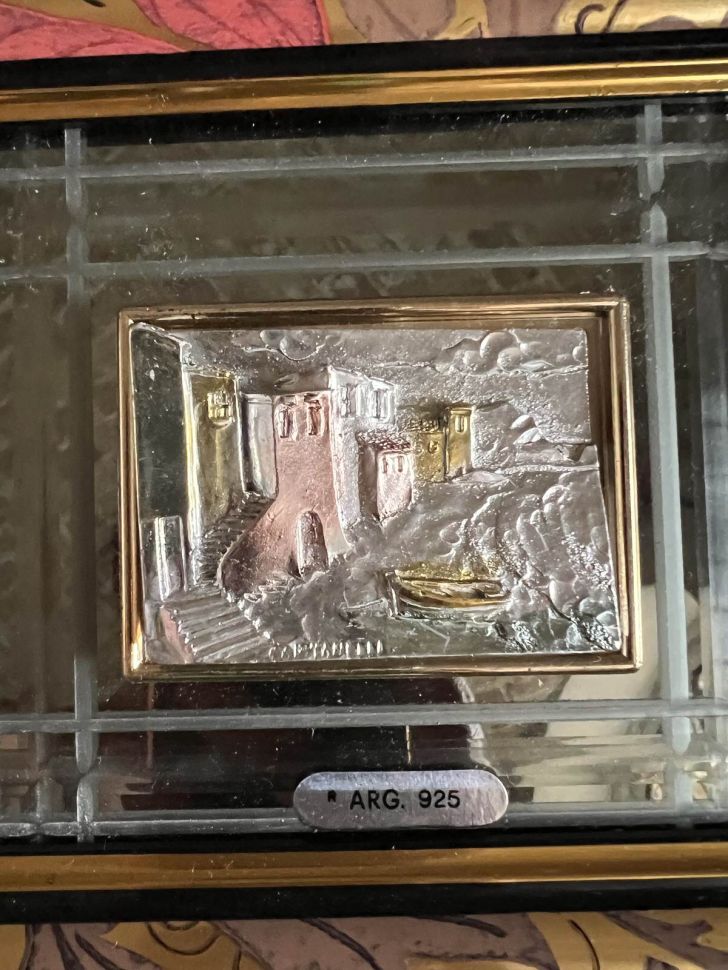 Картина барельеф Рыбацкая деревня 17х19 см в зеркальном паспарту