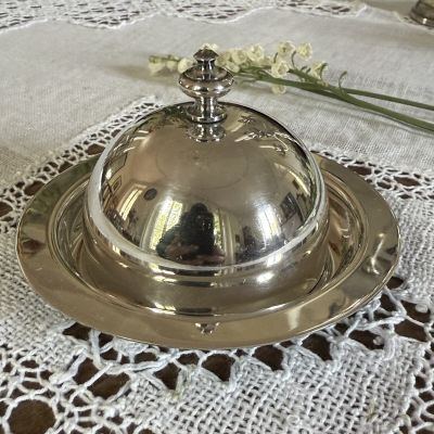 Масленка икорница 11 см серебрение Франция