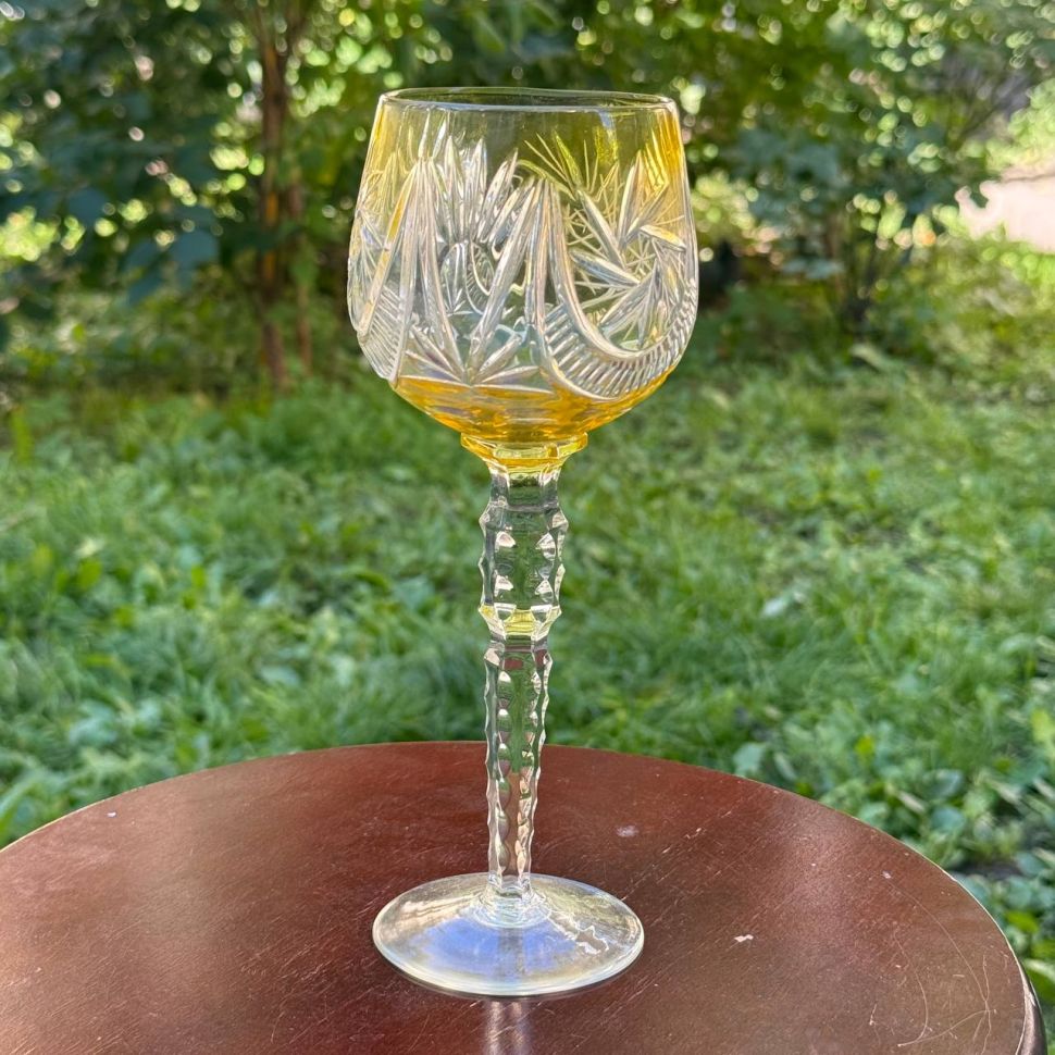 Бокал желтый 250 мл накладной хрусталь Чехия