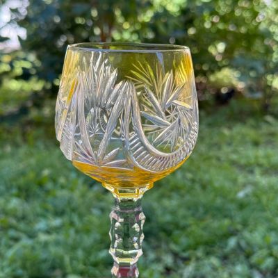Бокал желтый 250 мл накладной хрусталь Чехия
