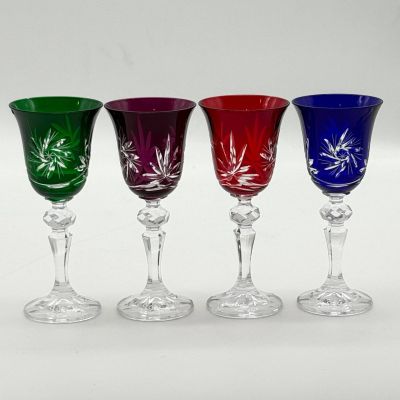 Рюмка Тюльпан набор 4 шт. 75 мл цветной хрусталь Германия