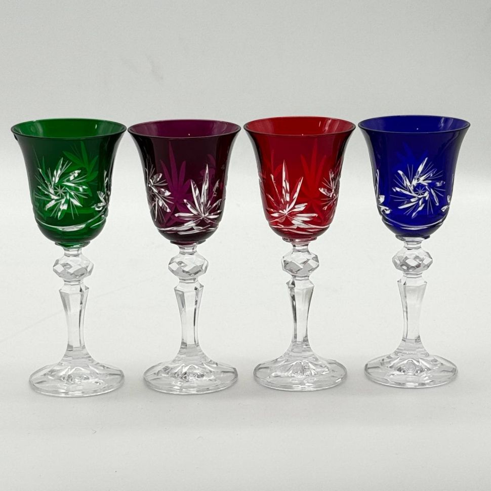 Рюмка Тюльпан набор 4 шт. 75 мл цветной хрусталь Германия