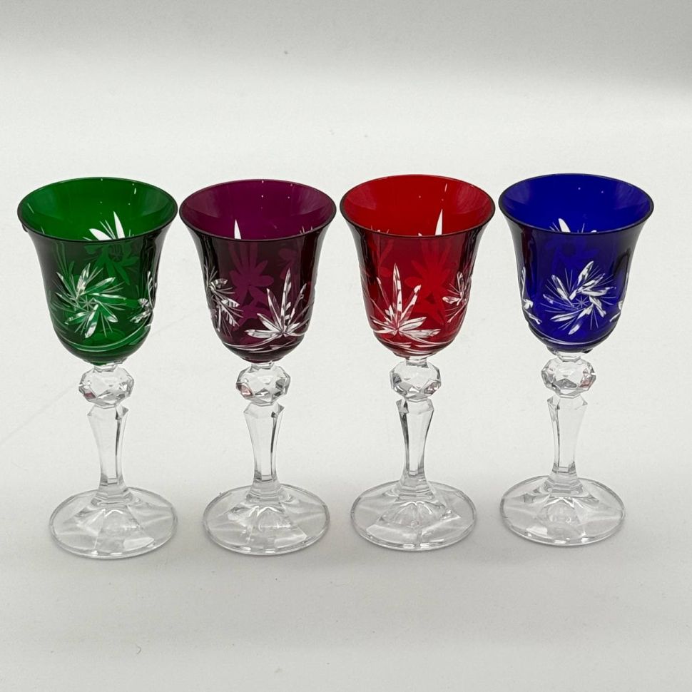 Рюмка Тюльпан набор 4 шт. 75 мл цветной хрусталь Германия