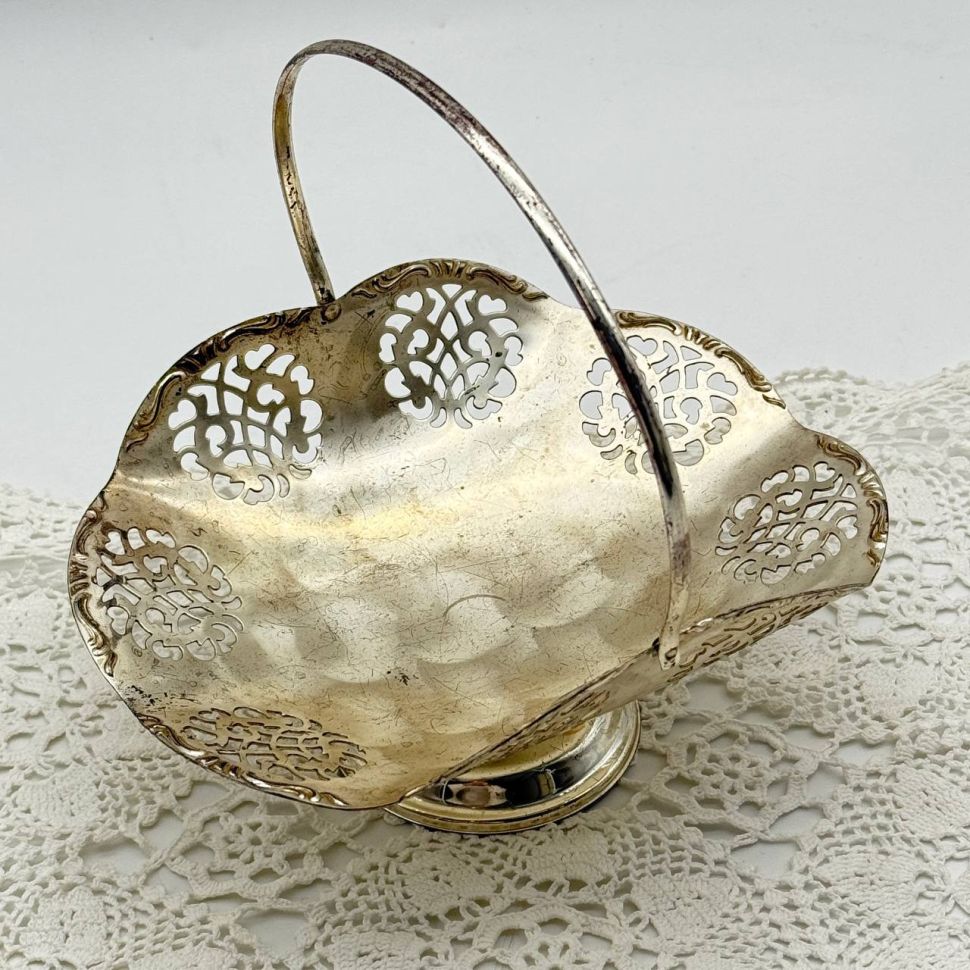 Конфетница Ажур с ручкой 18 см металлический сплав