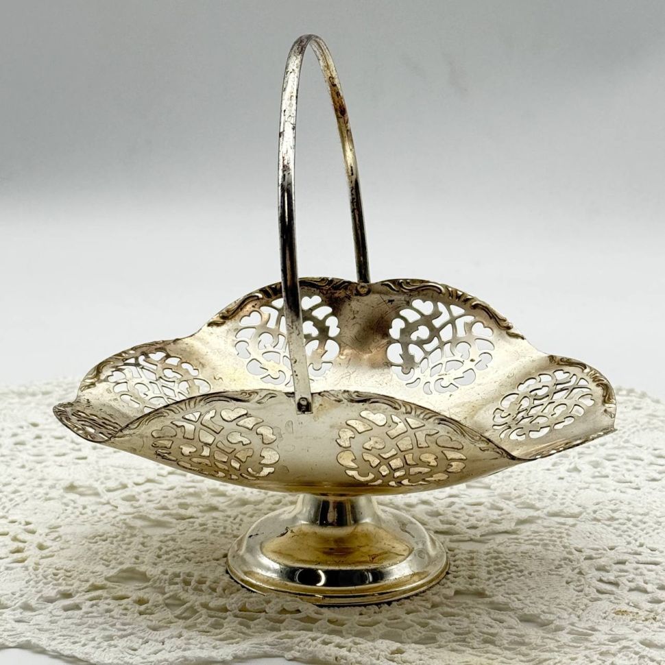 Конфетница Ажур с ручкой 18 см металлический сплав