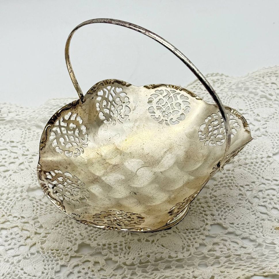 Конфетница Ажур с ручкой 18 см металлический сплав