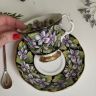 Чайная пара черный Royal Albert Provincial Flowers Purple violet 200 мл Англия 