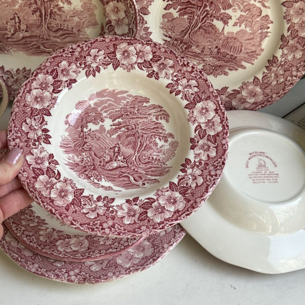 Тарелка глубокая Enoch Wedgwood Woodland красный 22 см Англия