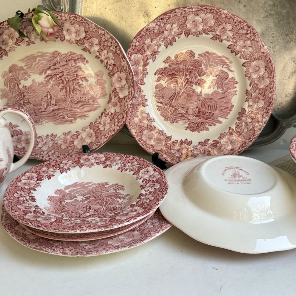 Тарелка глубокая Enoch Wedgwood Woodland красный 22 см Англия