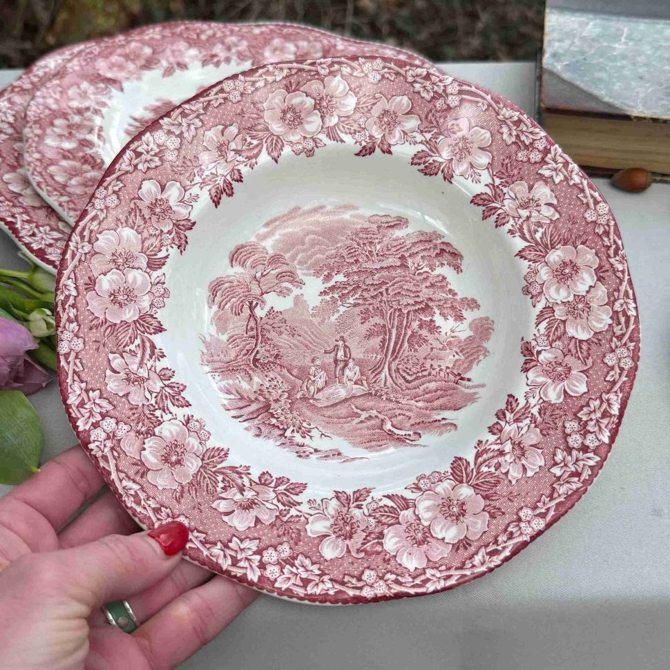 Тарелка глубокая Enoch Wedgwood Woodland красный 22 см Англия