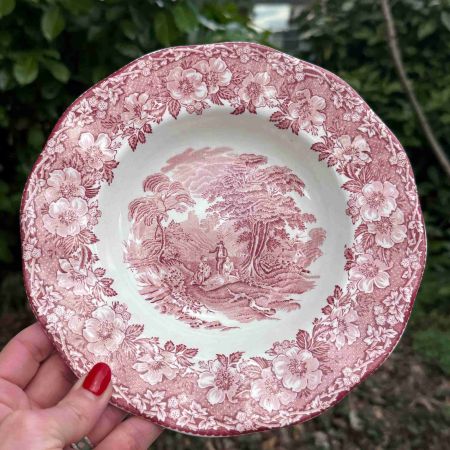 Тарелка глубокая Enoch Wedgwood Woodland красный 22 см Англия