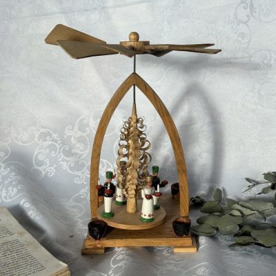 Подсвечник Рождественская карусель 24 см дерево