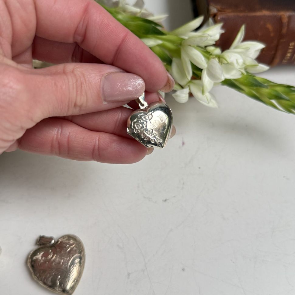 Кулон локет Сердце 3 см серебро