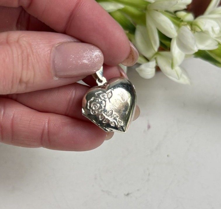 Кулон локет Сердце 3 см серебро