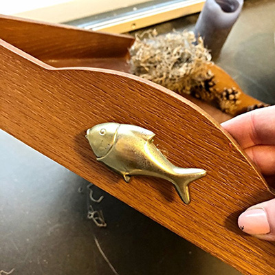 Поднос дерево и рыбки-ручки, Inspiration marine