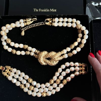 Ожерелье и браслет речной жемчуг Franklin Mint набор