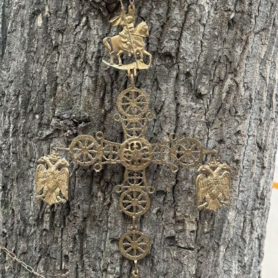 Крест подвесной Георгия Победоносца 72 см латунь 