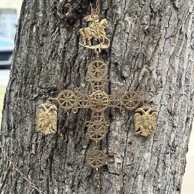 Крест подвесной Георгия Победоносца 72 см латунь 