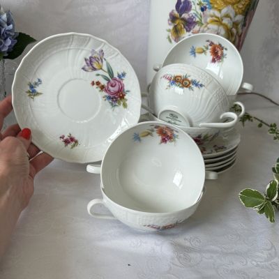 Бульонная пара Hutschenreuther Dresden Мейсенский букет 300 мл Германия