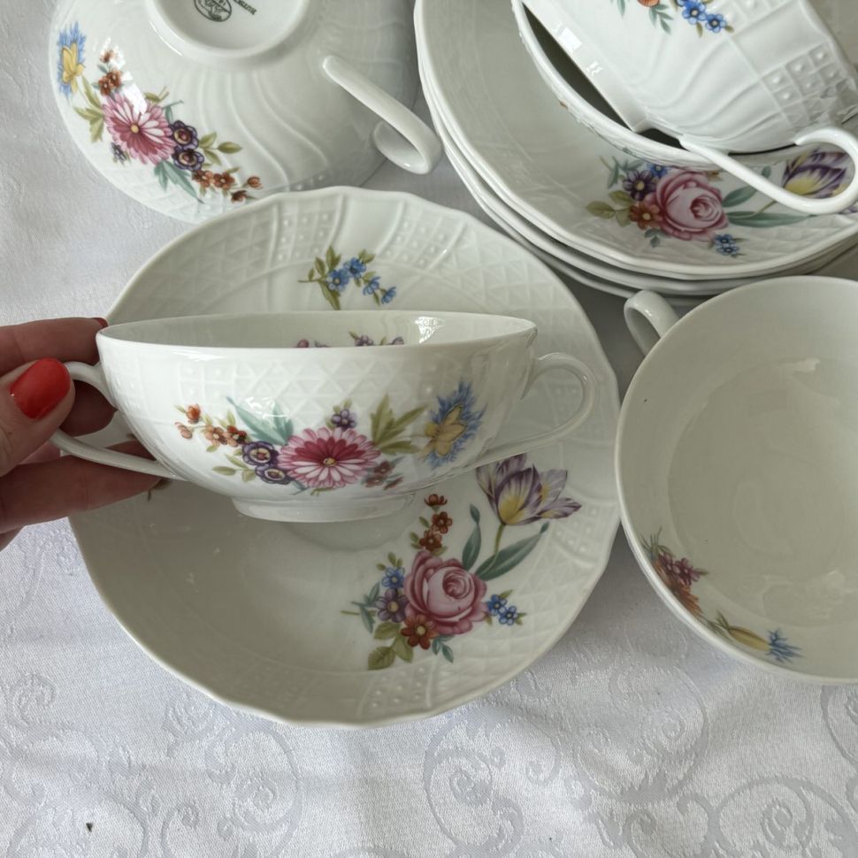 Бульонная пара Hutschenreuther Dresden Мейсенский букет 300 мл Германия