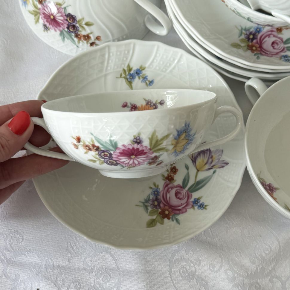 Бульонная пара Hutschenreuther Dresden Мейсенский букет 300 мл Германия