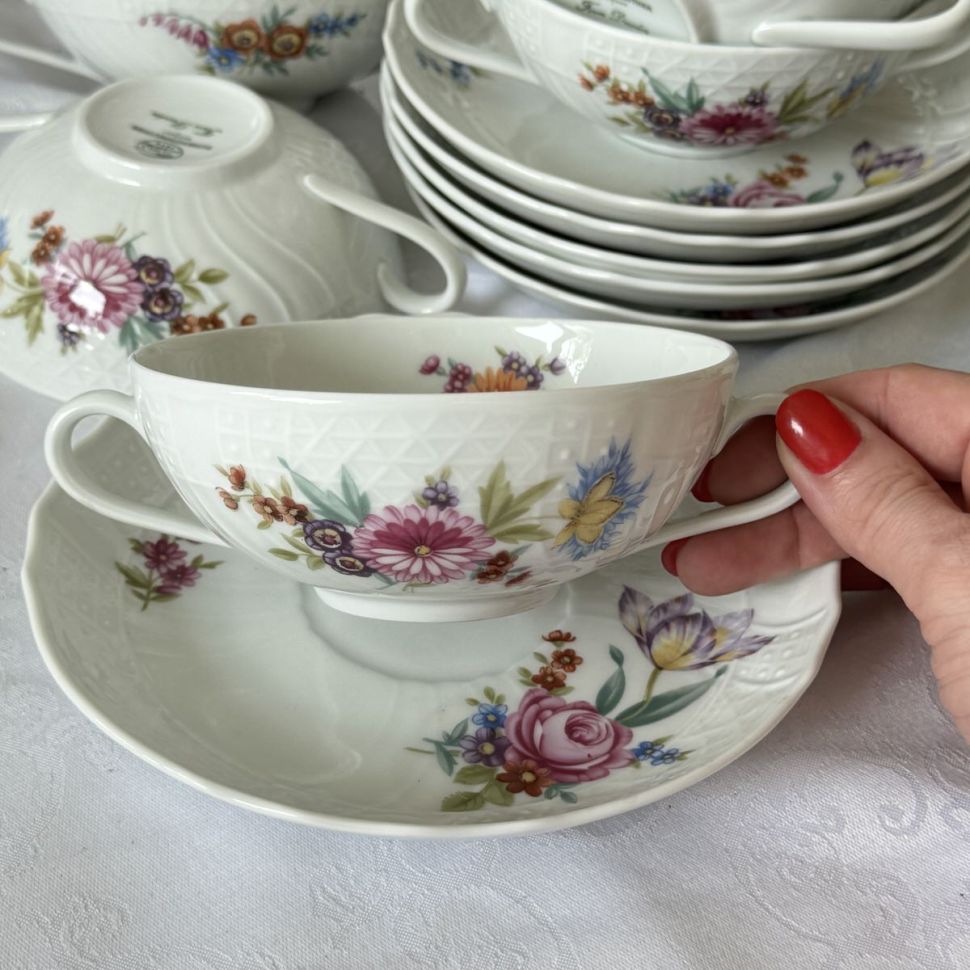 Бульонная пара Hutschenreuther Dresden Мейсенский букет 300 мл Германия