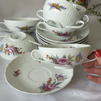 Бульонная пара Hutschenreuther Dresden Мейсенский букет 300 мл Германия